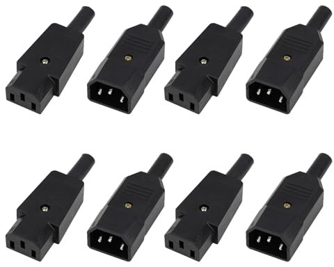 8pcs IEC 320 C14 Spina Maschio a C13 Presa Femmina Connettore Alimentazione AC 250V,3 Pin Terminal Panel Mount,Adattatore CA IEC 320 da C14 a C13, Adatta per Alimentatori, Elettrodomestici,ecc