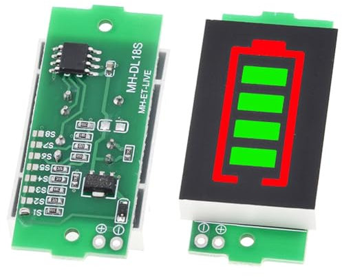 CRGANGZY 1/2/3/4/6/7/8S Lithium Battery Capacity Indicator Module LED Display Li-ion Battery Capacity Display Module 4 Sections 3-34V 5mA (Green)