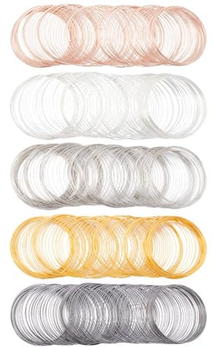 SOFPLATE 500 Loops 5 Colors Memory Wire Bracelets 22 Gauge jewellery Wire Bulk Steel Beading Cuff Bangle Findings for jewellery Making Wires Supplies DIY Crafts Bracelets Rings Necklace Wrap Art Creat