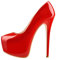 VERISSON Slip da donna classico con plateau con tacco a spillo, Vernice rossa, 40 EU