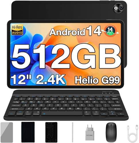 DOOGEE T40PRO Tablet mit Tastatur Android 14 Tablet 12 Zoll Helio G99 20(8+12) GB RAM +512GB ROM(2TB TF) Tablet PC,10800mAh Akku Tablet LTE, 2.4K Display 16MP 4G Dual SIM Gaming Tablet mit SIM Karte