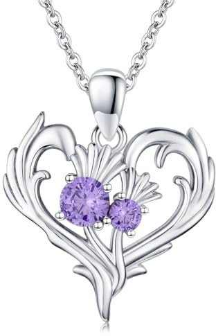 StoryEtain Schottische Distel Kette 925 Sterling Silber Distel Kette Schottische Anhänger Halskette Distel Blumen Halskette Distel Schmuck Geschenke für Blumenliebhaber Frauen Damen
