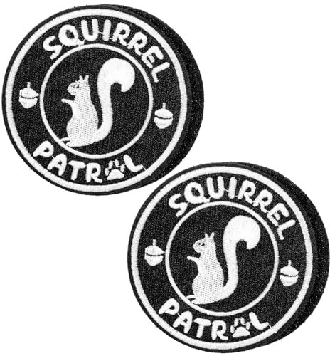 Mabor Patches Klett Squirrel Patrol，2 Stück Squirrel Klett Patch Lustig Patch Lustig Gestickte Süße Tier Hundewesten Hundegeschirre Rucksäcke Turnbeutel Mützen Helme Airsoft Patches