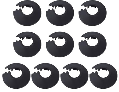 Rosetten-Rohrabdeckungen aus Kunststoff, 17 mm, Heizkörperrohrabdeckung, Kragen, WC, Sanitärabdeckungen, Wandflansch, Rohrabdeckung, Dekoration, Wasserrohr, Abflussleitung, Schwarz, 10 Stück