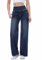 Chasehot Jean Femme,Taille Haute Coupe Droite Straight Jeans,Mode Baggy Jambes Jean,Large Pantalon Femme,Taille Elastique Jean avec 4 Poches,Indigo Foncé-L
