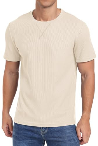 NITAGUT Men's Summer Shirts Slim Fit Casual T-Shirt, khaki, XL