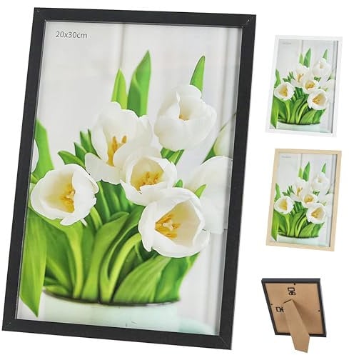 Cepewa Bilderrahmen 3er Set schwarz weiß braun | MDF Glas 21,5x31,5x1,5cm | Bildgröße 20x30cm | zum Stellen oder Hängen (3er Set 20x30cm Bilderrahmen)