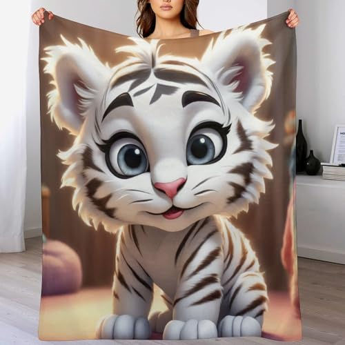 GGJJTT Tiger Decke, Digitaldruck Kuscheldecke, Flannel Decke, Weich Wohndecke, Sofadecke Decken Für Kinder Jungen Erwachsene 140×180cm