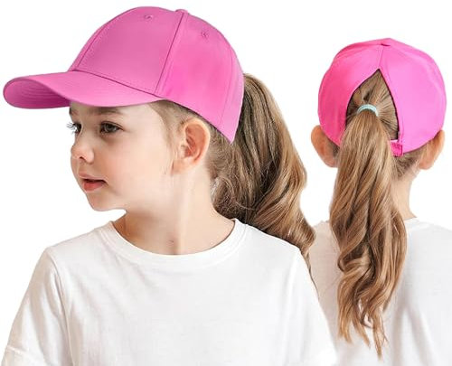 3-8 Jahre Kinder Baseballkappe mit Pferdeschwanz für Mädchen Jungen Verstellbare UV-Schutz Sommermütze Golf Visor Hut Junior Tennis Kappe Schirmmütze Basecap Sonnenblende Hut Sommerhut Sonnenhut