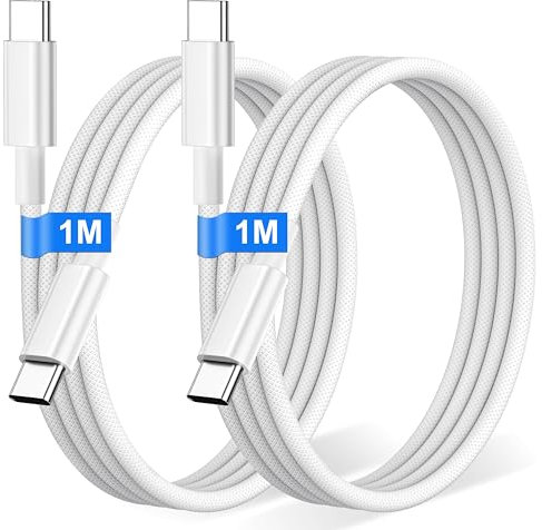 iPhone 15 16 Cavo USB Type-C 1M 2Pezzi, 60W Cavo USB C a USB C Ricarica Rapida per iPhone 16/16 Pro Max/16Pro/15/15 Pro Max/15 Plus, iPad Pro/Air,Nylon Filo Caricatore USBC Cavo Apple USB C Cavetto
