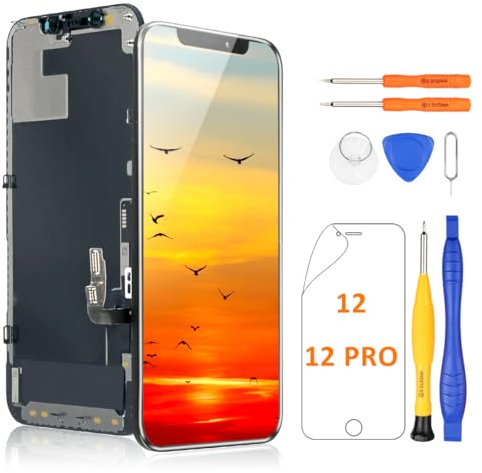 Yodoit Écran LCD pour iPhone 12/12 Pro Tactile Vitre 6,1 Complet 3D Touch Face ID Ecran Display avec Kit de Réparation, Compatible avec iPhone 12 / iPhone 12 Pro