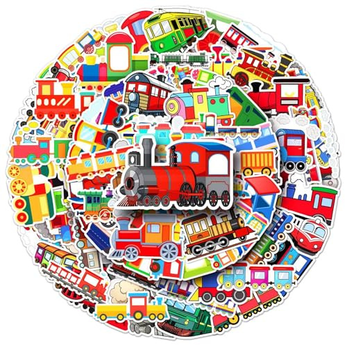 Transportfahrzeug Aufkleber Züge Stickers 100 Stück Skateboard Graffiti Aufkleber Motorräder Fahrrad Snowboard Gepäck Laptop Auto Koffer für Kinder und Jugendliche Wasserdichte Vinyl Decals