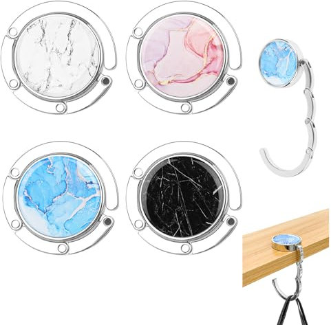 UTOCLEC 4 Ganchos Soporte de Bolsillo para Mesa, Gancho Plegable para Bolso, Ganchos Plegables Antideslizantes, Carga Máxima 5 kg, Para Bolsa, Carteras, Joyas, Collares Y Llaveros