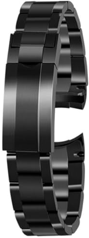 BoBoHome Massiv Edelstahl Uhrpasek mit Faltverschluss Doppelflap-Sicherung Schnellentschluss für Rolex Submariner Deepsea-21mm Schwarz