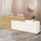 CCUKTFN Empfangstheke mit Stauraum und offenen Fächern, Empfangstresen für Empfang, 100–180 cm Tresen für Geschäft, Salon, Studio, Empfangsbereich & Kasse Weiß+Holz/Linke 100x100x60cm