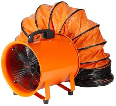 Extractor Fan, Portable Exhaust Fan 16in Industrial Cylinder Fan with Duct Hose Exhaust Blower for Sucking Dust Home Workplace(5M Duct Hose)