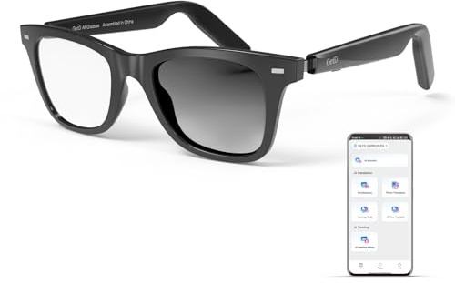 GetD AI Bluetooth Glasses, Smart Audio Glasses & Open-Ear Earphone & AI Assistant Powered by ChatGPT, AI Translation, Meeting Memos 3 in 1 for Men & Women (Black Frame + Photochromic Lens)