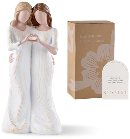 Meunhy Best Friend Birthday Gifts | Sister Presents for Best Friends,Elegant Heart-Shaped Friendship Resin Statue for Two Women,Exquisite Unique Bestie Gift Decor for Home,Display