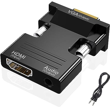 HDMI to VGA Adapter with 3.5 mm Audio Cable, HDMI to VGA Adapter, Hdmi Female to VGA Male Converter with Full HD 1080p Audio Video Output for Monitor, TV, Computer, Laptop, PC, Projector and More
