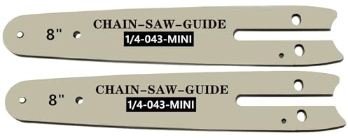 Reiwosee Chainsaw Guide Bar 2-Pack 8-Inch 24cm Chain Guide Plate for 8 Inch 1/4 Mini Handheld Chainsaw Length 31cm Wear-Resistant Metal Chainsaw Bars Garden Design Woodworking Replacement Part