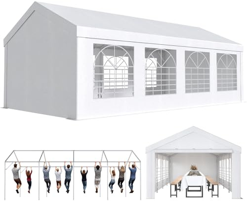 JUMMICO Pavillon Partyzelt 4x8 Wasserdicht Stabil Gartenzelt UV Schutz 50+ Zelt 170g PE Plane Festzelt Bierzelt Gartenpavillon für Garten, Party, Festival, Hochzeit, weiß