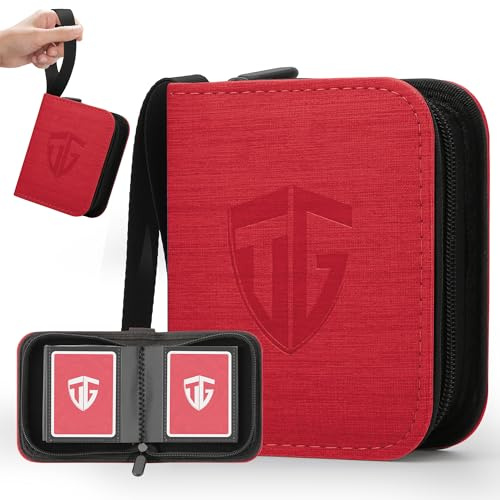 TCGUARD Mini Sammelkarten Album mit 40 Karten Fassungsvermögen, Reißverschluss 1-Fach Binder für TCG- & Sportkarten, Tragbares Geschenk für Sammler, Yugioh Rot