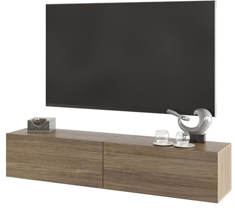 NOVOVERK Wall Mounted TV Cabinet, Lowboard 150cm (Smoked Oak)