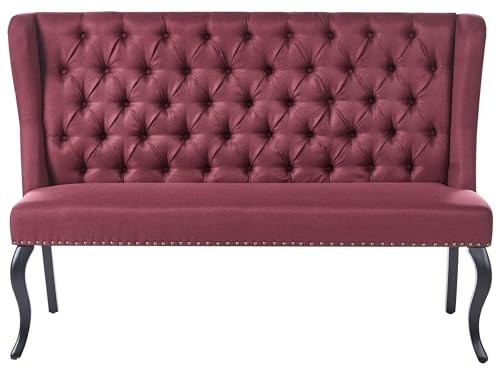 Beliani Modernes 2-Sitzer Küchensofa Stoffbezug dunkelrot Holzbeine Ohrensofa Torsby