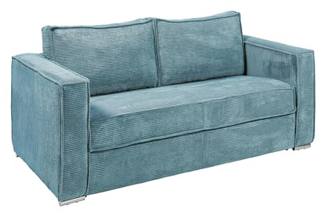 Vente-unique - Schlafsofa 3 Loreto - Samt - türkisblau
