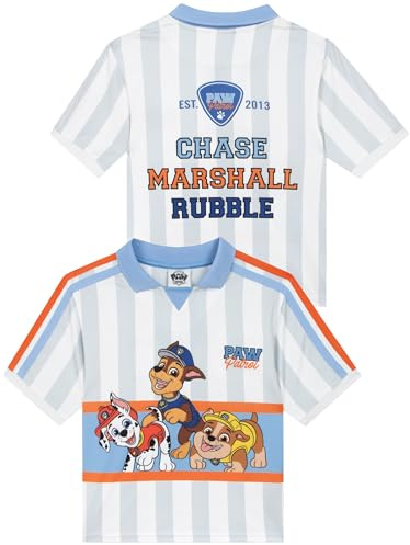 Paw Patrol T-Shirt, Maillot De Football Oversize Chase, Marshall Et Rubble pour Garçon, Tee Shirt Football Garçon, Blanc 7-8 Ans