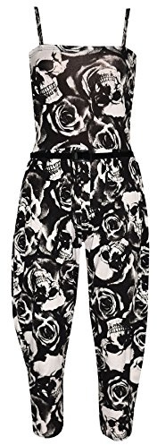 A2Z 4 Kids Girls Jumpsuit Stylish Floral Leopard & Tribal Print Playsuit - Jumpsuit Skull & Roses 13