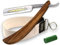 InstrumenteNRW Solingen Rasiermesser Set mit Holzgriff und Goldätzung - Traditionell für Herren - Brown, Gold - Made in Germany