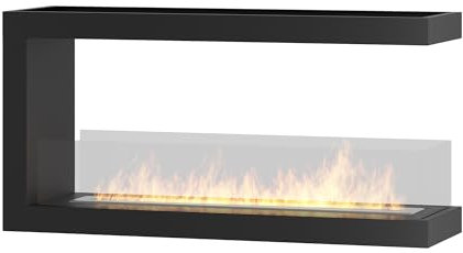 Bioethanol-Kamin für den Einbau, dreifacher Kamin aus Stahl mit drei Glasscheiben, Inside1000, 100 x 50 cm (Version 2)