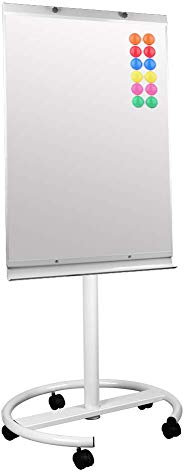 S SIENOC mobile Flipchart Whiteboard Magnetwand mit Alurahmen Magnetisch Whiteboard und Magnettafel Weiß lackiert WhiteBoard + Ständer Einstellbar drehbar (70x100 cm)