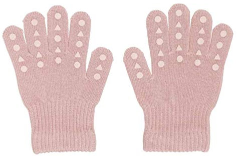 GoBabyGo Original rutschfeste Fingerhandschuhe für Babys und Kleinkinder | ABS Fäustlinge in Baumwollstretch | 3-4 Jahre | Dusty Rose