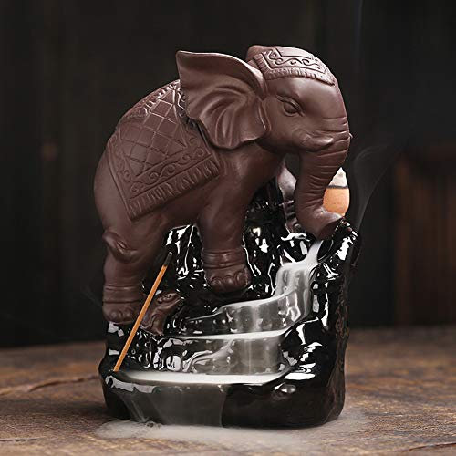 Brûleur d'encens à Reflux éléphant en céramique cônes d'encens brûleur encensoir à Reflux Porte-encens décoration de la Maison Artisanat