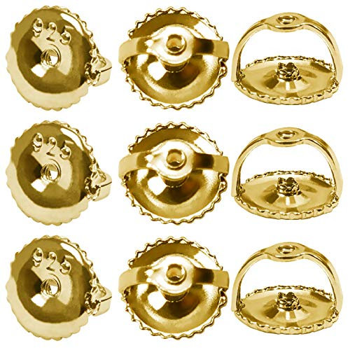 TOAOB 10 Piezas Tuercas de Pendientes Plata de Ley 925 Chapada en Oro Amarillo Roscada Pendientes de Repuesto Cierres Tapón de Seguridad Tope Posterior de 6 x 4 mm para Hacer Joyería Bisutería