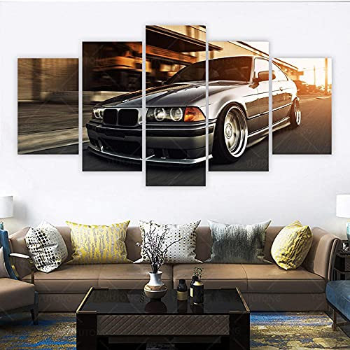 zuomo 5 Stück BMW E36 Auto Poster Druck Malerei Sportwagen Wohnkultur Wandkunstdrucke Für Wohnzimmer Dekoration Landschaft 30x40 30x60 30x80cm Kein Rahmen