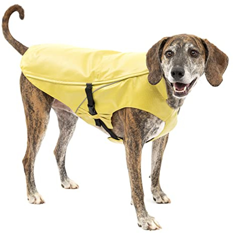 Kurgo Halifax Rain Shell, Dog Raincoat, Waterproof Rain Jacket for Dogs, Pet Poncho, Reflective, Leash Opening, Quick Release Buckles (Slicker Yellow, X-Large)