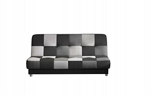 mb-moebel Sofa mit Schlaffunktion und Bettkasten, Couch für Wohnzimmer, Schlafsofa Federkern Sofagarnitur Polstersofa Wohnlandschaft mit Bettfunktion -192x90x90- Kaya 04-Grau,Schwarz,Hellgrau