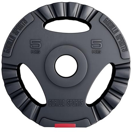 GORILLA SPORTS® Olympia Hantelscheiben - Einzeln/Set, 1,25kg, 2,5kg, 5kg, 10kg, 15kg, 30kg Gewichte, 50mm Bohrung, Tri-Grip, Kunststoff - Gewichtsscheiben, Olympiascheiben, Hantelscheiben-Set, Hanteln