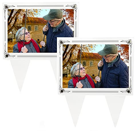 Keruios 12,7 x 17,8 cm wasserdichter Bilderrahmen für Grabschmuck, Acryl-Bilderrahmen, für den Außenbereich, Gedenkstätten, Friedhofsdekorationen, Gartenmarkierer für Beerdigungsgeschenk