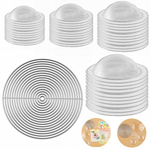 40 Pezzi, 4 Dimensioni, Rotonde a Cupola Shaker Covers Basso Profilo di plastica Trasparente Shaker Pourch con 1 Cerchio nidificato Fustelle di Taglio Set Dimensional Shaker Puffy Window Blister