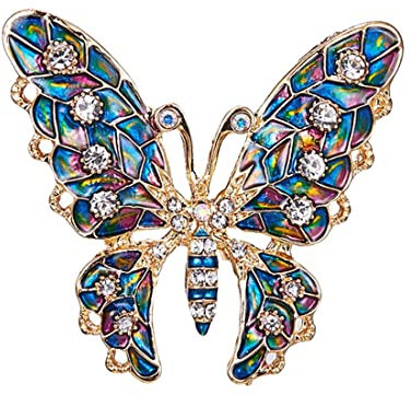 Broche Papillon Bleu Ciel - Strass Et émaillée - Insectes - Belle qualité de finition - Epingle - élégant - Cadeau d'anniversaire de Femmes Filles - Fournitures de Fête de Mariage - Noël