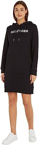 Tommy Hilfiger Abito in Felpa Donna con Cappuccio, Nero (Black), S