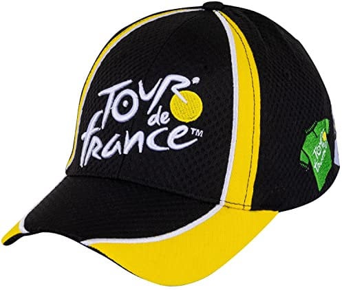 Tour de France Kappe mit Logo – offizielle Kollektion für Radsport – Größe verstellbar, Schwarz , Einheitsgröße