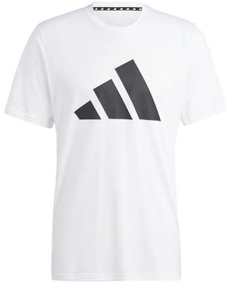 adidas Uomo Train Essentials Feelready Logo Training Tee, White/Black, L