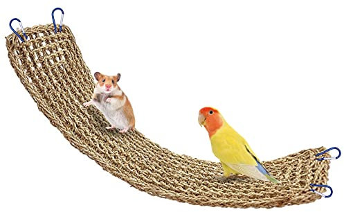 Vogel Seegras Matte mit Haken Reptil Hängematte Handarbeit Gewebt Natürlichem Gewebtes Netz Cage Zubehör Kauspielzeug Haustier Matte 21x5 3 cm