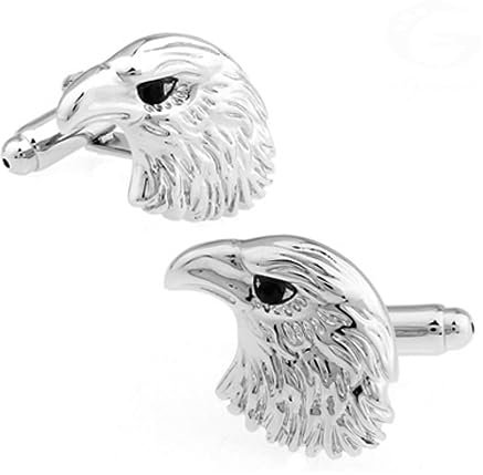 YAHOYA Herren Leistungsstarke Adler Manschettenknöpfe Qualität Kupfer Material Silber Farbe Kristall Design Manschettenknöpfe