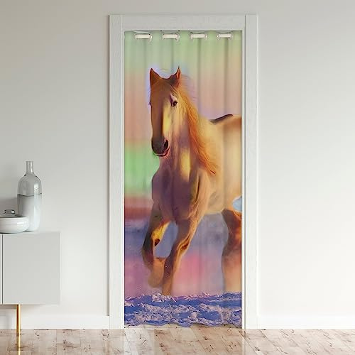 Pferdetürvorhang für Tür, Privatsphäre, Kinder, galoppierende Pferde, Schrank-Türabdeckung, Vorhang für Schlafzimmer, Wohnzimmer, Set für Jungen, Mädchen, Bauernhof, Wildtiere, Türvorhang für Tür,